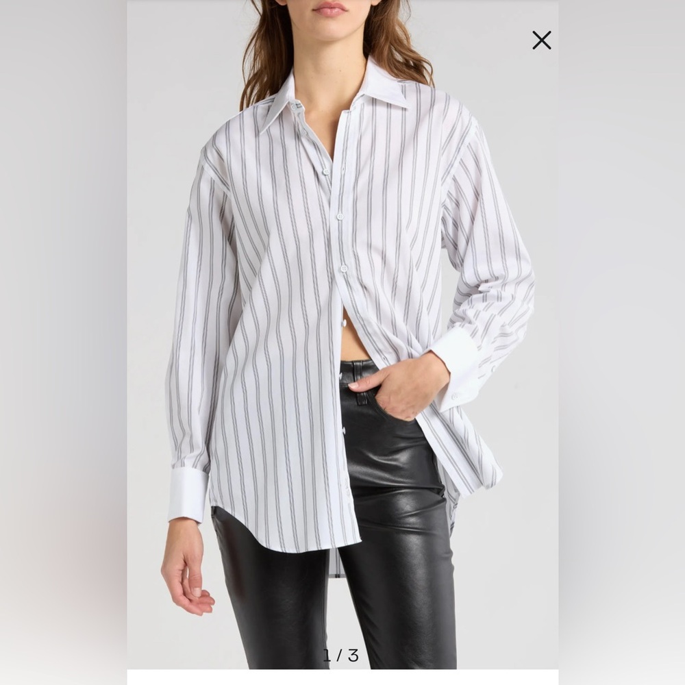 Diana Stripe Shirt
rag & bone Striped White and Black Button-Up Shirt size Large